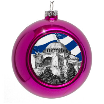 Αγία Σοφιά Ελληνική σημαία, Purple Christmas tree ornament bauble 8cm