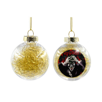 Joker Why so serious?, Transparent Christmas tree ball ornament with gold filling 8cm