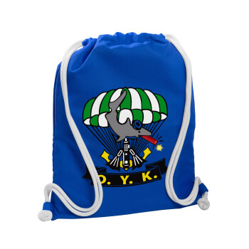 Underwater Demolition Team, Backpack pouch GYMBAG Blue, with pocket (40x48cm) & thick cords