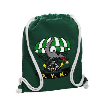 Underwater Demolition Team, Backpack pouch GYMBAG BOTTLE GREEN, with pocket (40x48cm) & thick white cords