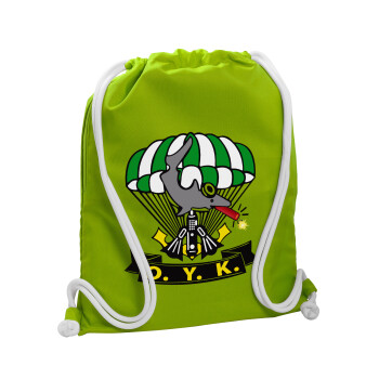 Underwater Demolition Team, Backpack bag GYMBAG LIME GREEN, with pocket (40x48cm) & thick cords