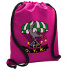 Backpack pouch GYMBAG Fuchsia, with pocket (40x48cm) & thick cords