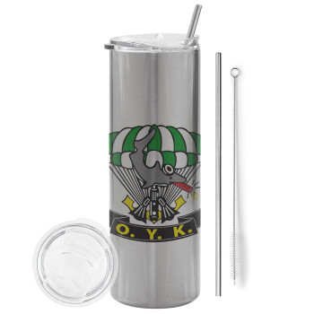 Underwater Demolition Team, Eco friendly stainless steel Silver tumbler 600ml, with metal straw & cleaning brush