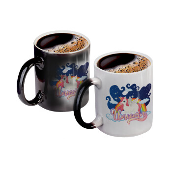 Μονόκερος, Color changing magic Mug, ceramic, 330ml when adding hot liquid inside, the black colour desappears (1 pcs)