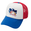 Adult Soft Trucker Hat with Red/Blue/White Mesh (POLYESTER, ADULT, UNISEX, ONE SIZE)