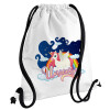 Backpack pouch GYMBAG white, with pocket (40x48cm) & thick cords