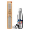 Easter Set, metallic stainless thermos flask (500ml) & scented flat Easter candle (30cm) (GRAY)