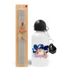 Easter Set, metallic aluminum water bottle (500ml) & aromatic flat Easter candle (30cm) (GRAY)