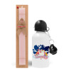 Easter Set, metallic aluminum bottle (500ml) & aromatic flat Easter candle (30cm) (PINK)