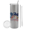 Tumbler stainless steel Silver 600ml, with metal straw & cleaning brush