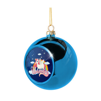 Μονόκερος, Blue Christmas tree ball ornament 8cm