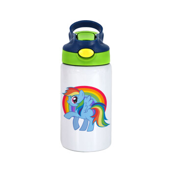 My Little Pony, Children's hot water bottle, stainless steel, with safety straw, green, blue (350ml)