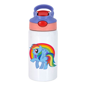 My Little Pony, Children's hot water bottle, stainless steel, with safety straw, pink/purple (350ml)