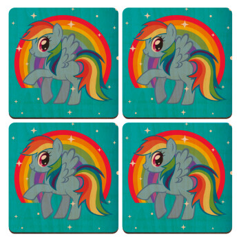 My Little Pony, ΣΕΤ x4 Σουβέρ ξύλινα τετράγωνα plywood (9cm)