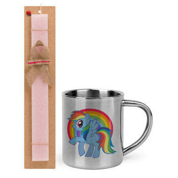 My Little Pony, Easter Set, metallic thermal cup (300ml) & aromatic flat Easter candle (30cm) (PINK)