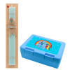 Easter Set, children's snack container BLUE & Easter aromatic flat candle (30cm) (TURQUOISE)