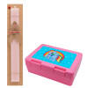 Easter Set, children's snack container PINK & scented flat Easter candle (30cm) (PINK)