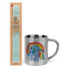 Easter Set, metallic thermal cup (300ml) & aromatic flat Easter candle (30cm) (TURQUOISE)