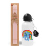 Easter Set, metallic aluminum bottle (500ml) & aromatic flat Easter candle (30cm) (PINK)