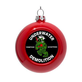 Underwater Demolition, Red Christmas tree ornament bauble 8cm