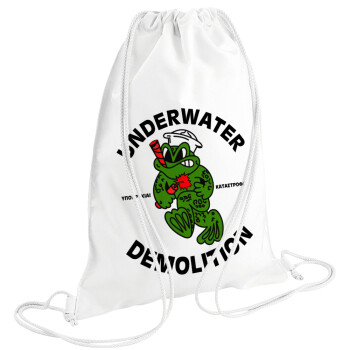 Underwater Demolition, Backpack pouch GYMBAG white (28x40cm)