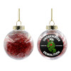 Transparent Christmas tree ball ornament with red filling 8cm