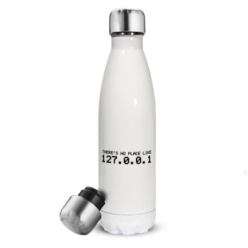 there's no place like 127.0.0.1, Metal mug thermos White (Stainless steel), double wall, 500ml