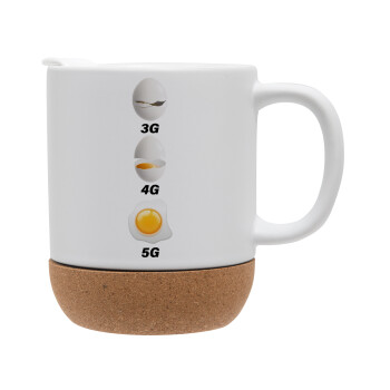 3G > 4G > 5G, Ceramic coffee mug Cork (MAT), 330ml (1pcs)