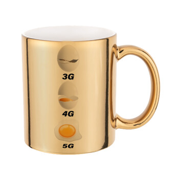 3G > 4G > 5G, Mug ceramic, gold mirror, 330ml