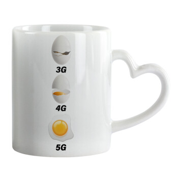 3G > 4G > 5G, Mug heart handle, ceramic, 330ml