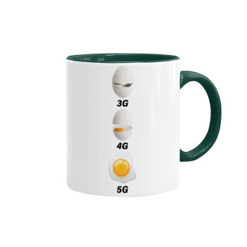 3G > 4G > 5G, Mug colored green, ceramic, 330ml