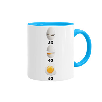 3G > 4G > 5G, Mug colored light blue, ceramic, 330ml