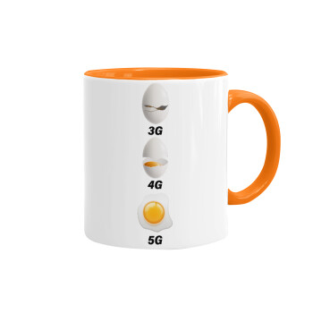 3G > 4G > 5G, Mug colored orange, ceramic, 330ml