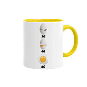 3G > 4G > 5G, Mug colored yellow, ceramic, 330ml