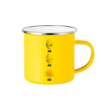 3G > 4G > 5G, Yellow Enamel Metallic Cup 360ml