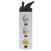 Metallic thermos bottle with straw & handle, stainless steel (Stainless steel 304), double-walled, 600ml.