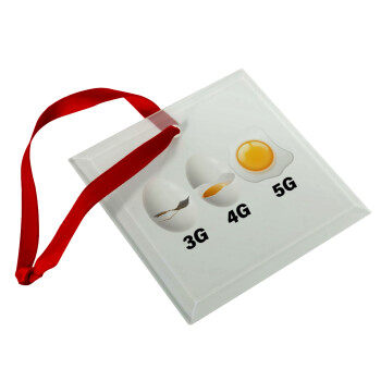 3G > 4G > 5G, Christmas ornament, glass square ornament 9x9cm