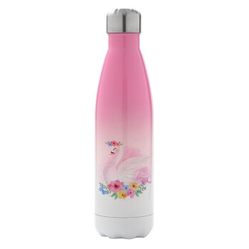White swan, Metal mug thermos Pink/White (Stainless steel), double wall, 500ml