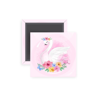 White swan, Μαγνητάκι ψυγείου τετράγωνο διάστασης 5x5cm