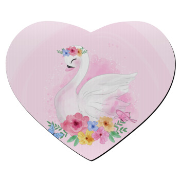 White swan, Mousepad heart 23x20cm