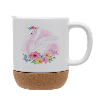 White swan, Ceramic coffee mug Cork (MAT), 330ml (1pcs)