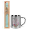 Easter Set, metallic thermal cup (300ml) & aromatic flat Easter candle (30cm) (TURQUOISE)