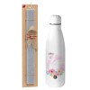 Easter Set, metallic Inox water bottle (700ml) & Easter scented flat candle (30cm) (GRAY)