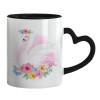 Mug heart black handle, ceramic, 330ml