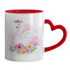 Mug heart red handle, ceramic, 330ml