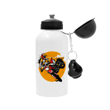 Motocross, Metal water bottle, White, aluminum 500ml