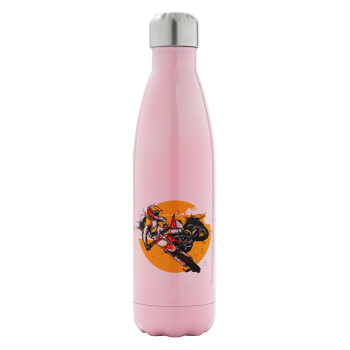 Motocross, Metal mug thermos Pink Iridiscent (Stainless steel), double wall, 500ml