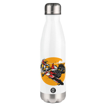 Motocross, Metal mug thermos White (Stainless steel), double wall, 500ml