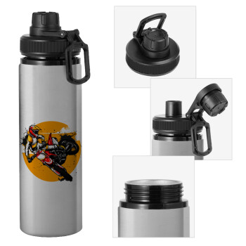 Motocross, Metallic water bottle with safety cap, 850ml aluminum