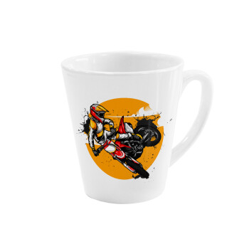 Motocross, Κούπα κωνική Latte Λευκή, κεραμική, 300ml